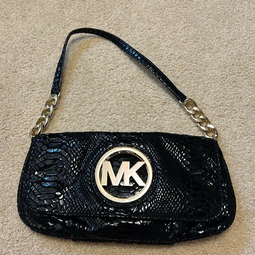 Leather python shoulder bag